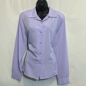 G-168 Christie & Jill Vintage Purple Long Sleeve Button Down Blouse Size‎ 12